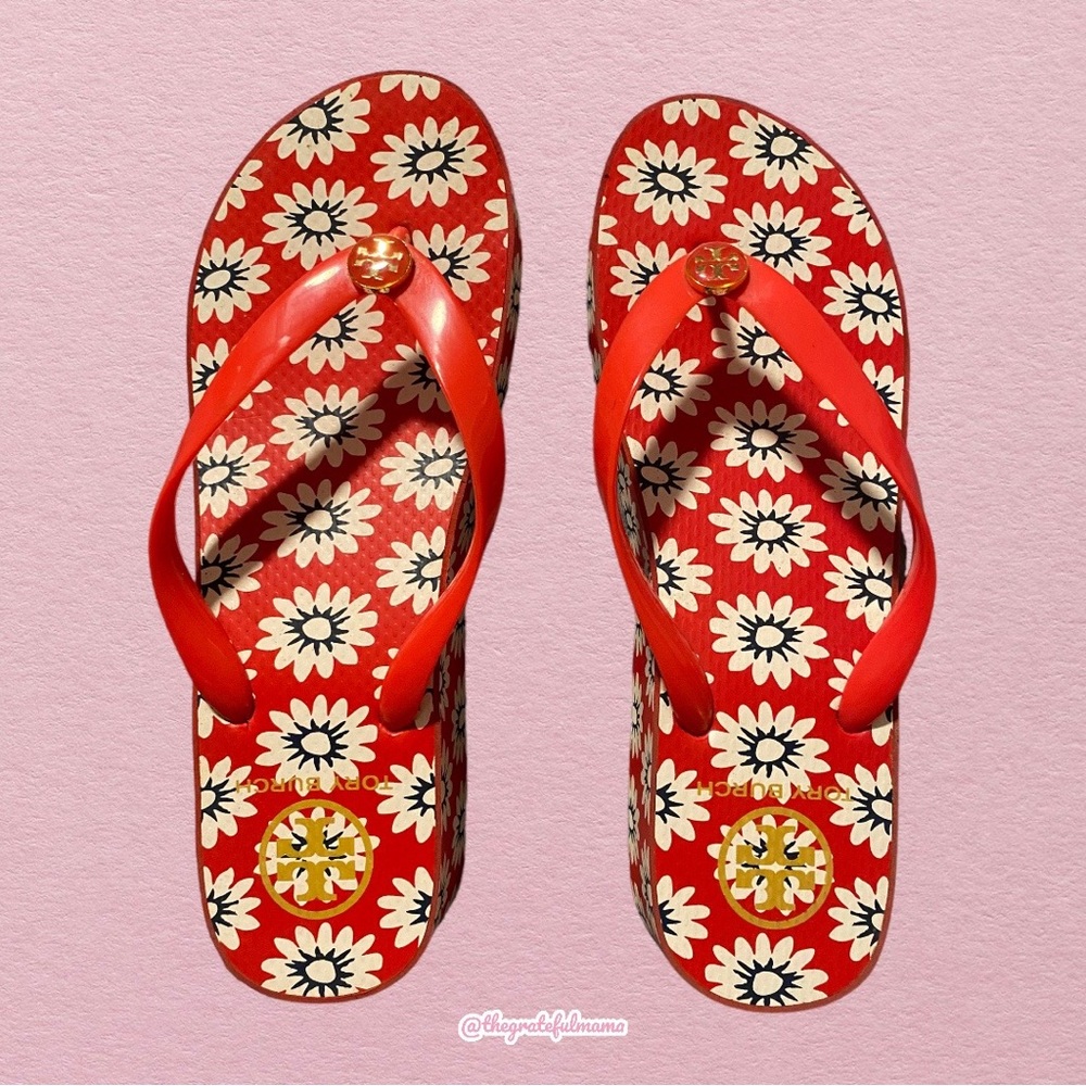 Tory Burch | Wedge Flip-Flops | Nantucket Red/Navy | Size 9